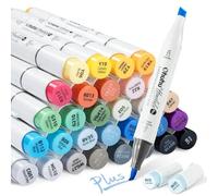 Ohuhu Feutres Alcool, 36+1 colores de Fieltro de Alcohol con pincel supremo y punta biselada, rotulador de alcohol recargable para artistas adultos, colorear, ilustraciones, bocetos - Honolulu Plus