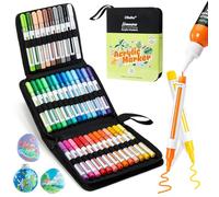 Ohuhu Lápices acrílicos rellenables, 36 colores, alta opacidad, resistentes al agua, resistentes a la luz, marcadores acrílicos para piedras, pintar huevos de Pascua, madera, vidrio, cerámica, lienzo