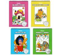 Ohuhu Libros para colorear para adultos de doble cara, resistentes al desgaste, 4 juegos de libros para colorear para adultos, adolescentes, diseños de alivio del estrés, animales, mandalas, flores
