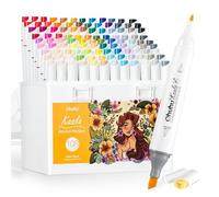 Ohuhu marcadores de alcohol, 108+1 colores Cincel delgado y marcador de arte fino de doble punta para artistas adultos para colorear anime cómic personajes para ilustraciones de manga