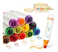 Ohuhu Marcadores lavables para niños, 12 colores vibrantes con punta de fieltro con sellos, a base de agua, no tóxicos, diseño de fácil agarre para niños pequeños y niños a partir de 3 años