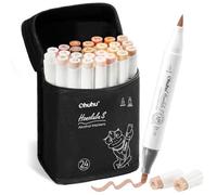 Ohuhu Markers, 24+1 pincel para tono de piel y cincel suave, puntas de doble punta, mezcla sin costuras, tinta recargable, rotuladores de alcohol punta de pincel para artistas adultos - Honolulu S