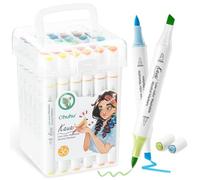 Ohuhu markers, rotuladores alcohol de 35+1 colores, lavables, de bajo olor y de mezcla uniforme, con doble punta, ideales para niños, niñas, dibujo, bocetos, coloreado, ilustración, cómics y escuelas