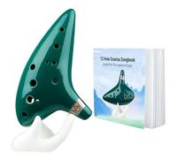 Ohuhu Ocarina 12 Agujero Ocarina de Cerámica, Leyenda de Zelda Alto C Zelda Ocarinas Instrumento con Soporte Blanco, Cuerda, Bolsa & Instrucciones Verde