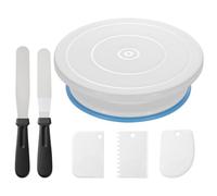 Ohuhu Plato Giratorio para Tartas, 11 Pulgadas Base Giratoria Tartas con Base Antideslizante y Accesorios - 2 Espátula de Glaseado y 3 Raspadores de Pasteles para Decorar Pasteles, Elección de Regalo