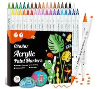 Ohuhu Rotuladores acrílicos, 36 colores con dos puntas (fina y punta) - Marcadores acrílicos resistentes a la luz y de alta opacidad para pintar huevos de Pascua, madera, vidrio, cerámica y lienzo