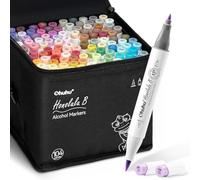 Ohuhu Rotuladores Alcohol 104 Pincel & Fino Set Arte Recargable