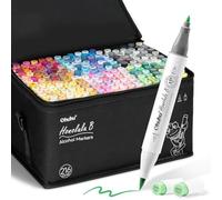 Ohuhu Rotuladores Alcohol 216 Pincel & Fino Set Arte Recargable
