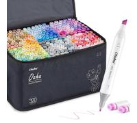 Ohuhu Rotuladores Alcohol 320 Cincel & Fino Set Arte Recargable