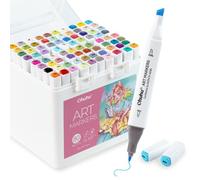 Ohuhu Rotuladores de alcohol, 80 colores de rotuladores + 1 difuminador incoloro, cincel y rotulador fino de doble punta para adultos artistas principiantes para colorear ilustración esbozos