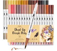 Ohuhu Rotuladores Lettering Tonos de Piel, 36 Colores Rotuladores Punta Pincel y Fina, Acuarelables para Adultos, Dibujo, Caligrafía, Lettering, Mandalas