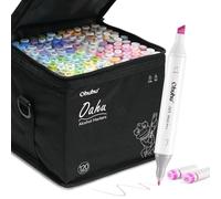 Ohuhu Rotuladores permanentes de doble punta, 120 colores, marcadores artísticos para resaltadores con estuche de transporte para dibujar, bocetos, colorear para adultos, resaltar y subrayar