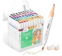Ohuhu Rotuladores punta fina y pincel, 79 colores Rotuladores de doble punta con base de alcohol + 1 mezclador incoloro para artistas adultos principiantes Colorear Dibujar Esbozar Ilustrar