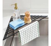 Ohuhu - Soporte de esponja para fregadero de cocina, organizador de fregadero de cocina, acero envuelto en silicona, antideslizante, triangular, escurridor de platos, escurridor multiusos para ahorrar