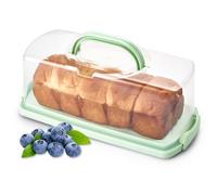Ohuhu Soporte rectangular para tartas con tapa y asa, caja para tartas de 33 x 13 x 9,5 cm, recipiente de almacenamiento para pasteles, gran regalo para mujeres