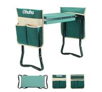 Ohuhu Taburete de jardín, Asiento plegable con almohadilla suave 2 grandes bolsas de herramientas, taburete plegable de jardín mejorado, ideal para padres, ancianos