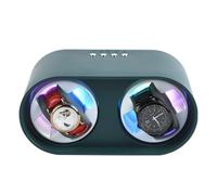 Ohulelks Caja de Almacenamiento para Relojes Automáticos con 2 Ranuras. Bobinadora Automática con Cable USB y Batería. Motor Silencioso Mabuchi, Color Verde.