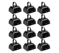 Ohulelks Cencerros para Vacas Que Hacen Ruido y Animan: 12 Cencerros de Metal con Asa para Eventos Deportivos - Campana Pequeña y Ruidosa de Color Negro