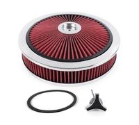 Ohulelks Filtro de Aire Circular Universal para Coche de 14 X 3 Pulgadas, de Alto Flujo, Lavable, Conexión de Rosca de 5-1/8, Piezas Modificadas para Coche, Color Rojo.