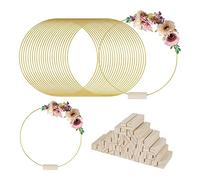 Ohulelks Paquete de 25 Aros Florales de Metal, Juego de DecoracióN de Anillo de de Metal de 12 Pulgadas con Tarjeteros de Madera, de de Metal