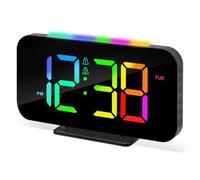 Ohulelks Reloj Despertador Digital LED para Dormitorios con Luz, Alarma Dual, 12/24 H, Reloj Despertador con Pantalla Grande Enchufable para Dormitorio, A