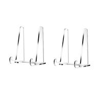 Ohulelks Soportes para Platos para Exhibición, Soporte Cuadrado de Acrílico Transparente, Soporte para de Fotos de Mesa, Caballete para Libros, Fotos, Paquete de 2
