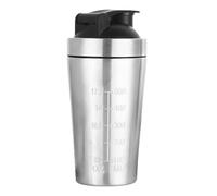 Ohulelks Vaso Mezclador de Acero Inoxidable para Fitness, Botella de Agua A Prueba de Fugas, Apto para Fitness, con Báscula de 600 Ml.