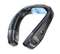Ohulelks Ventilador de Cuello Portátil de 3 Velocidades con Placa de Enfriamiento, Recargable, para Hombres y Mujeres, Color Negro.