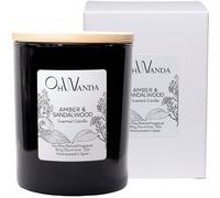 OHWANDA Velas Aromáticas Perfumada Ámbar Sándalo, Fragancia Larga Duración 50h, Cera Soja Natural 180g para tu Hogar sin Tóxicos, Aromaterapia Relajante, Regalo hombre, Hecha en España