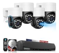 OHWOAI Sistema de cámara de seguridad PTZ con cable de 4K/8.0 megapíxeles y seguimiento automático inteligente, cámaras POE 4K para sistemas de videovigilancia en el hogar