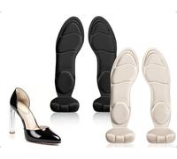 OHYANYAO 2 Pares De Plantillas Para Zapatos De Mujer,Antideslizantes Y Autoadhesivas,Aptas Para Tacones Altos,Zapatos De Salón Y Tacones De Aguja Demasiado Grandes(Albaricoque,Negro)