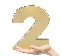 OHYEAH - Pack 1 Ud - Vela Número 2 Oro - Velas de Cumpleaños Originales - Bengalas - Velas Números - Velas de Cumple Metálico Aniversario - Vela XXL