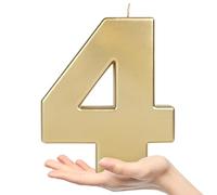 OHYEAH - Pack 1 Ud - Vela Número 4 Oro - Velas de Cumpleaños Originales - Bengalas - Velas Números - Velas de Cumple Metálico Aniversario - Vela XXL