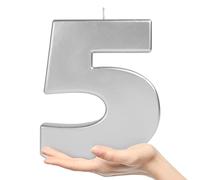 OHYEAH - Pack 1 Ud - Vela Número 5 Plata - Velas de Cumpleaños Originales - Bengalas - Velas Números - Velas de Cumple Metálico Aniversario - Vela XXL