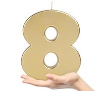 OHYEAH - Pack 1 Ud - Vela Número 8 Oro - Velas de Cumpleaños Originales - Bengalas - Velas Números - Velas de Cumple Metálico Aniversario - Vela XXL