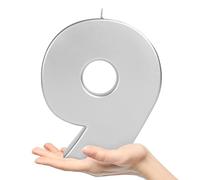 OHYEAH - Pack 1 Ud - Vela Número 9 Plata - Velas de Cumpleaños Originales - Bengalas Cumpleaños - Velas Números - Velas de Cumple Metálico Aniversario - Cumpleaños - Vela XXL