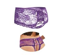 ohyeahlady Braga Brasileña Mujer Encaje Elástico Braguitas de Cintura Baja Tanga Bikini Talla Grande Ropa Interior Comoda y Suaves Culotte Cómodo Underwear Lenceria Curvy Voleta,XL-XXL