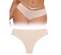 ohyeahlady Bragas de Encaje para Mujer Talla Grande Tanga de Cintura Baja Braguitas Brasileñas Bikini Ropa Interior Comoda Elastica Culotte Corto Tangas Invisible Underwear Claro,M