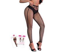 ohyeahlady Medias Rejilla Mujer de Cintura Alta Talla Grande Pantimedias de Red Elástico Fishnet Calcetines Tights Lingerie Curvy Lencería Ropa Interior Femenina para Fiest en Caja Negro,XS-M