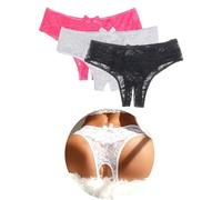 ohyeahlady Tanga Abierto por Abajo Talla Grande Bragas Abiertas Cintura Baja Tangas Mujer Pack con Encaje Invisible Braga Brasileña Braguitas Transpirables Underwear Lencería Curvy Multipack,3XL