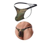 ohyeahlady Tanga Hombre Leopardo Talla Grande Tangas de Hilo Invisible Calzoncillos Transpirable Slips Talle Bajo Men Micro Thong G-String Lenceria Curvy Underwear Ropa Interior Masculino Camuflaje,L