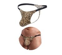 ohyeahlady Tanga Hombre Leopardo Talla Grande Tangas de Hilo Invisible Calzoncillos Transpirable Slips Talle Bajo Men Micro Thong G-String Lenceria Curvy Underwear Ropa Interior Masculino Leopardo,L
