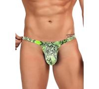 ohyeahlady Tanga Hombre Sexy Talla Grande Tangas de Hilo Invisible Calzoncillos Transpirable Slips Talle Bajo Men Micro Thong G-String Lenceria Curvy Underwear Ropa Interior Masculino Leopardo,L