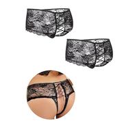 ohyeahlady Tangas Abierto Sexy para Mujer Bragas Encaje Talla Grande 2 Pack