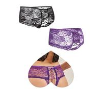 ohyeahlady Tangas Abierto Sexy para Mujer Bragas Encaje Talla Grande 2 Pack