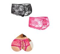 ohyeahlady Tangas Abierto Sexy para Mujer Bragas Encaje Talla Grande 2 Pack