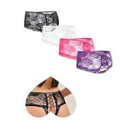 ohyeahlady Tangas Abierto Sexy para Mujer Bragas Encaje Talla Grande 3 Pack