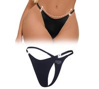 ohyeahlady Tangas Sin Costuras Mujer Invisible Bragas de Bikini Cintura Baja Talla Grande Braguitas Brasileños Elástica Calzoncillos Suaves Ropa Interior Thong Transpirable Underwear Negro,L