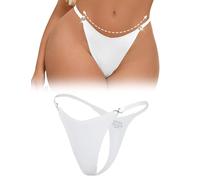 ohyeahlady Tangas Sin Costuras Mujer Invisible Bragas de Bikini Cintura Baja Talla Grande Braguitas Brasileños Elástica Calzoncillos Suaves Ropa Interior Thong Transpirable Underwear Blanco,L