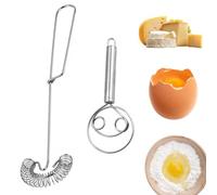 OHYER 2 piezas Batidor Espiral de Cocina Batidor de masa Batidora de Mano Batidor de Espiral Empuje Manual Batidores Giratorios para Mezclar Batidor Mezclador Herramienta Para espumar y mezclar